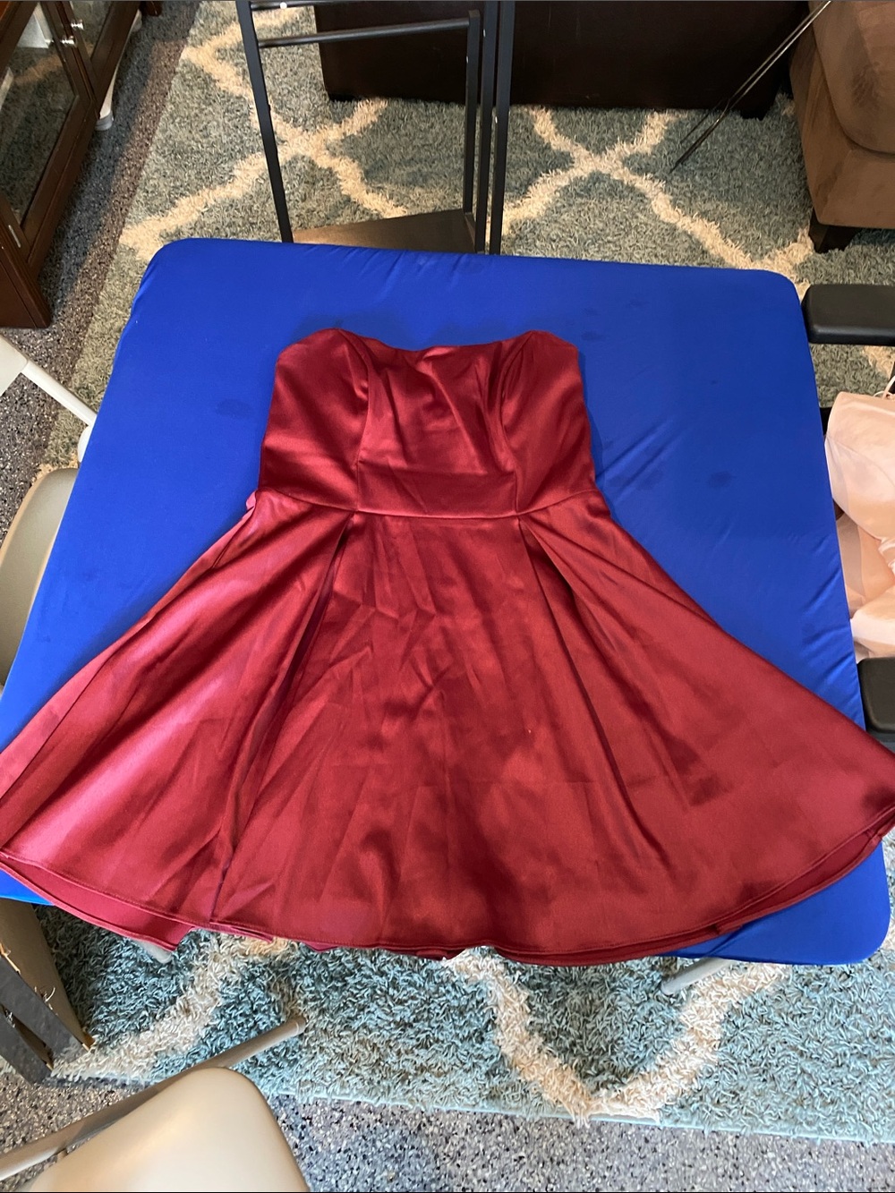 Windsor Strapless Satin Fit & Flare Dress - Wine
